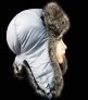 Шапка ушанка женская, Серая блестящая плащёвка, мех Волк - Shapka_ushanka_jenskaya_Seraya_blestyaschaya_plashevka_meh_Volk.jpg
