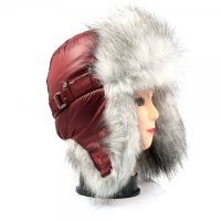 Шапка ушанка для девушки, Плащевка Бордо, мех Песец