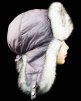 Шапка ушанка женская, Серая плащёвка c рисунком, мех Соболь - Shapka_ushanka_jenskaya_plaschevka_Seraya_s_risunkom_meh_Sobole.jpg