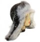 Шапка ушанка женская,Чёрная  плащёвка c белым рисунком, мех Песец - Shapka ushanka genskay_Chernaya_plashevka_s_belie_uzori_meh_Pesec.jpg
