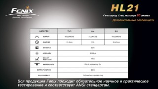 Налобный фонарь Fenix HL21 желтый Cree XP-E LED R2