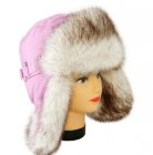 Шапка ушанка для девушки Матовая брусника мех Песец