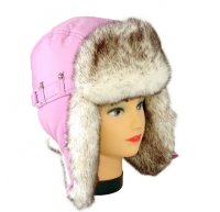 Шапка ушанка для девушки  Матовая брусника  мех Соболь