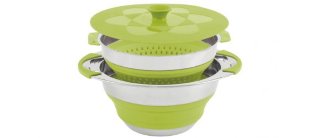 650125 OUTWELL набор посуды Collaps Pot w/colander & lid 4,5л Green - кастрюля с крышкой + дуршлаг