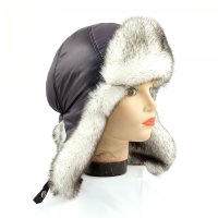 Шапка ушанка женская, Чёрная плащёвка, мех Соболь