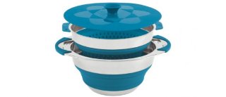 650207 OUTWELL набор посуды Collaps Pot w/colander & lid 4,5л Blue - кастрюля с крышкой + дуршлаг