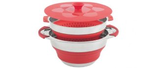 650208 OUTWELL набор посуды Collaps Pot w/colander & lid 4,5л Red - кастрюля с крышкой + дуршлаг