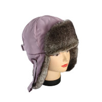 Сиреневая шапка ушанка для девочки мех Кролик