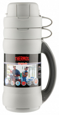 Термос со стеклянной колбой Thermos 34-50 объем 0,5 л (серый/синий)