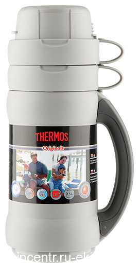 Термос со стеклянной колбой Thermos 34-50 объем 0,5 л (серый/синий)