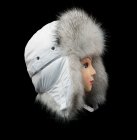 Белая шапка ушанка для девушки мех Песец