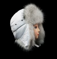 Белая шапка ушанка для девушки мех Песец