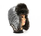 Серебристая шапка ушанка для девушки мех Волк