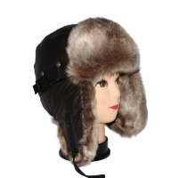 Черная блестящая шапка ушанка для юноши, мех Шиншилла
