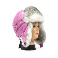 Шапка ушанка для девушки Матовая брусника мех Соболь