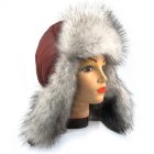 Шапка ушанка женская, Плащёвка Бордо, мех Песец
