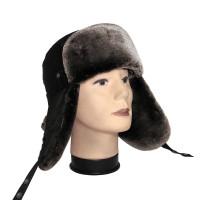 Ушанка мужская, Чёрная матовая, мех Мутон NEW