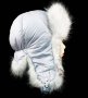 Шапка ушанка женская, Серая блестящая плащёвка, мех Песец - Shapka_ushanka_jenskaya_Seraya_blestyaschaya_plashevka_meh_Pesec.jpg